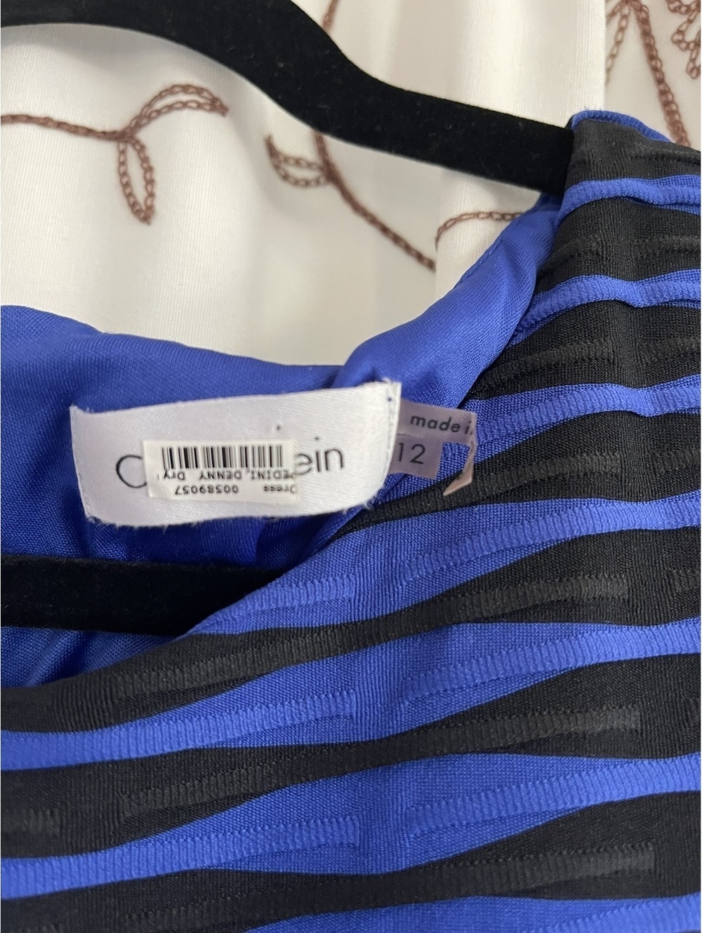 Calvin Klein | Sz 12 | Royal blue & black striped sheath dress - Picture 3 of 6
